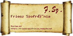 Friesz Szofrónia névjegykártya